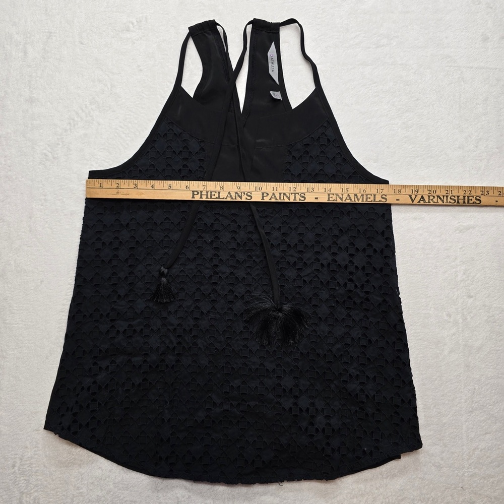 Athleta Black Eyelet Racerback Tank Top Boho‎ Activewear Women’s M - Picture 6 of 8